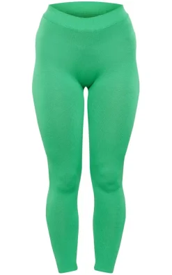 Bright Green Knitted Fitted Leggings