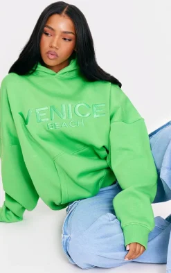 Bright Green Venice Embroidered Hoodie