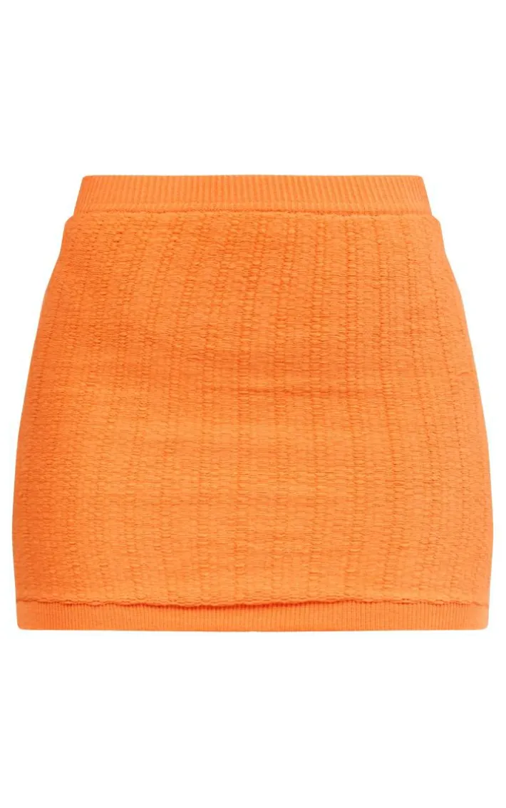Bright Orange Soft Knit Pattern Mini Skirt
