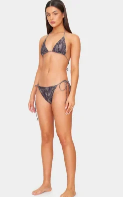 Brown Animal Printed Triangle Bikini Top