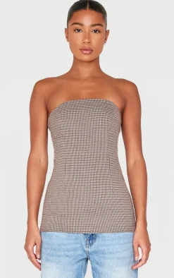 Brown Check Longline Bandeau