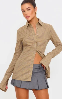 Brown Check Woven Fitted Shirt