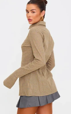 Brown Check Woven Fitted Shirt