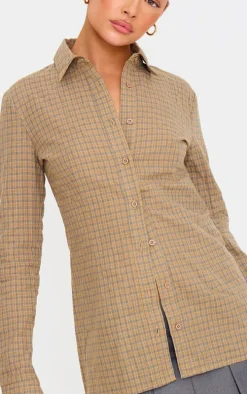 Brown Check Woven Fitted Shirt