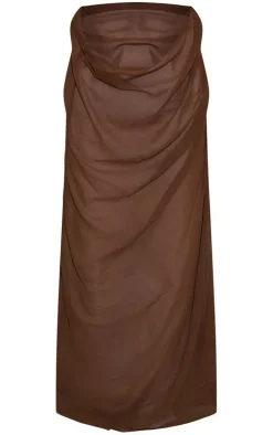 Brown Chiffon Maxi Beach Skirt