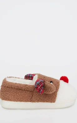Brown 3D Reindeer Slippers