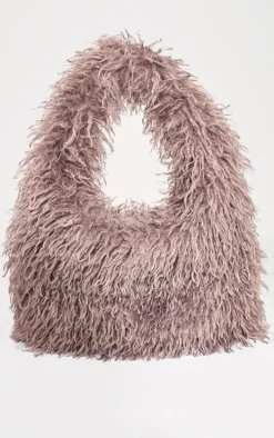 Brown Faux Fur Large Tote Bag