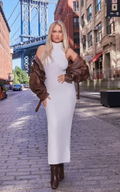 Brown Faux Leather Mottled Texture Belted Hem Biker Jacket