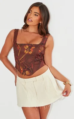 Brown Floral Corset