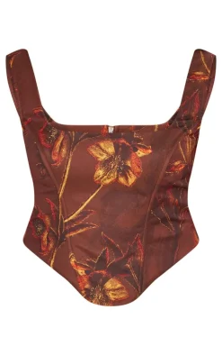 Brown Floral Corset