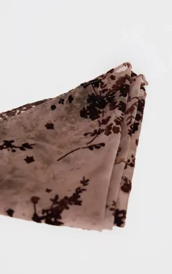 Brown Floral Devore Soft Touch Bandana