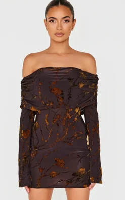 Brown Foldover Devoure Mini Dress