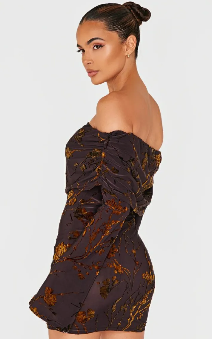 Brown Foldover Devoure Mini Dress