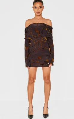 Brown Foldover Devoure Mini Dress