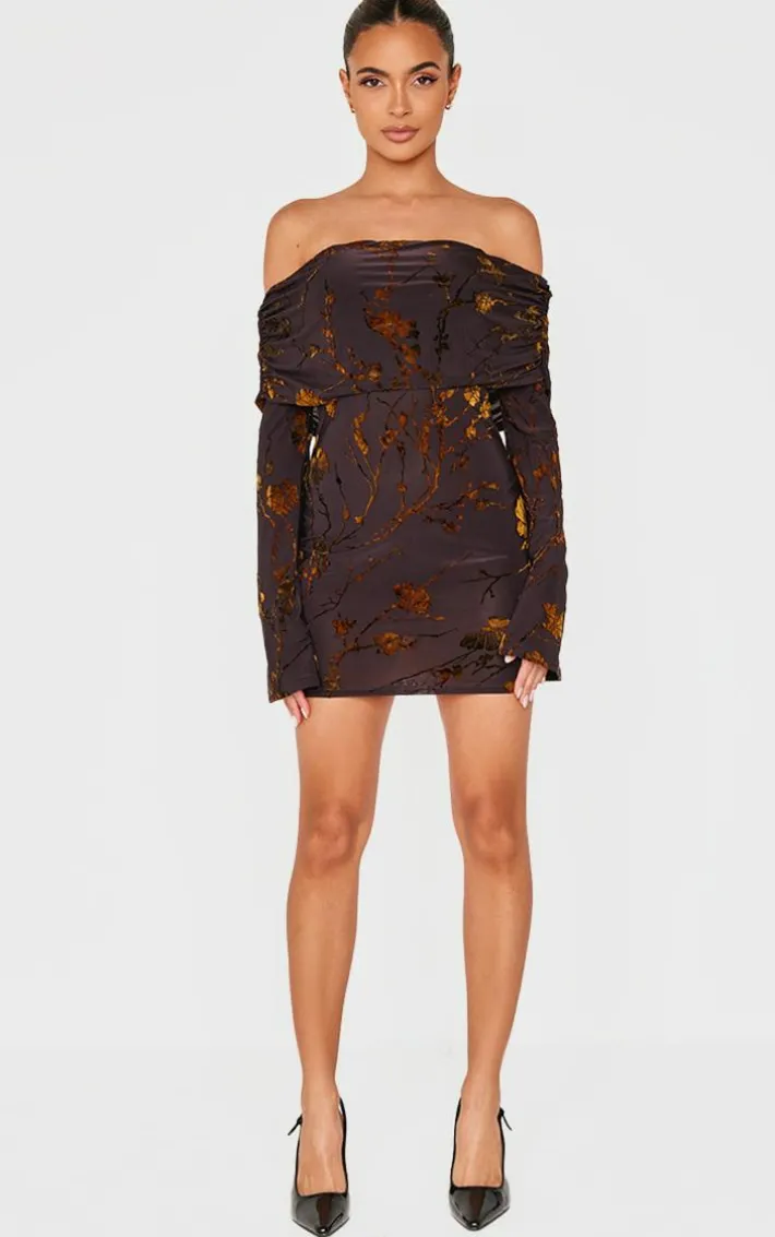 Brown Foldover Devoure Mini Dress