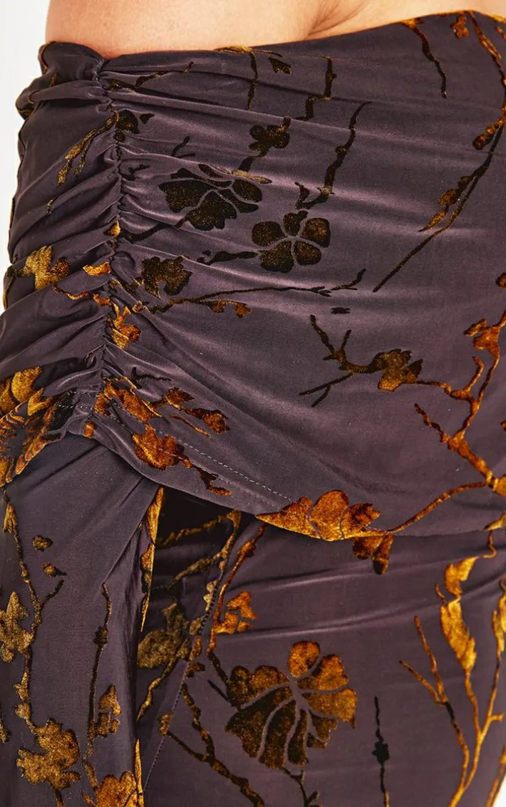 Brown Foldover Devoure Mini Dress