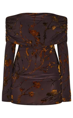 Brown Foldover Devoure Mini Dress