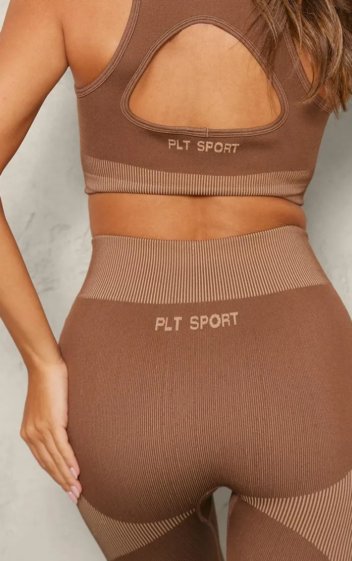 Brown Jacquard Seamless Gym Leggings