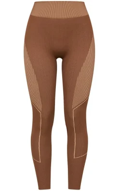 Brown Jacquard Seamless Gym Leggings