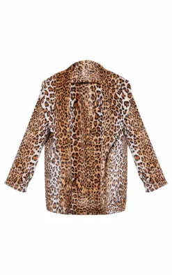 Brown Leopard Faux Fur Midi Coat