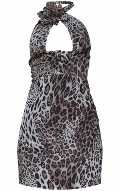 Brown Leopard Print Cut Out Bodycon Dress