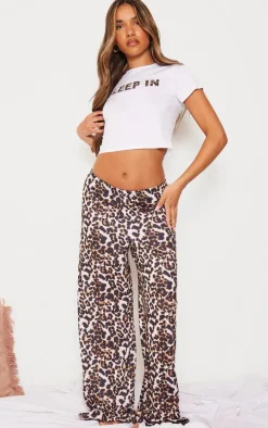 Brown Leopard Print Graphic Long Pj Set