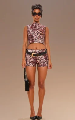 Brown Leopard Print Hotpants