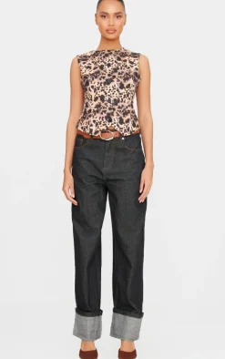 Brown Leopard Print Longline Vest