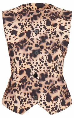 Brown Leopard Print Longline Vest