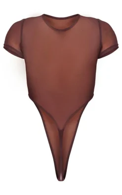 Brown Mesh Knot Bust Panel Detail Body