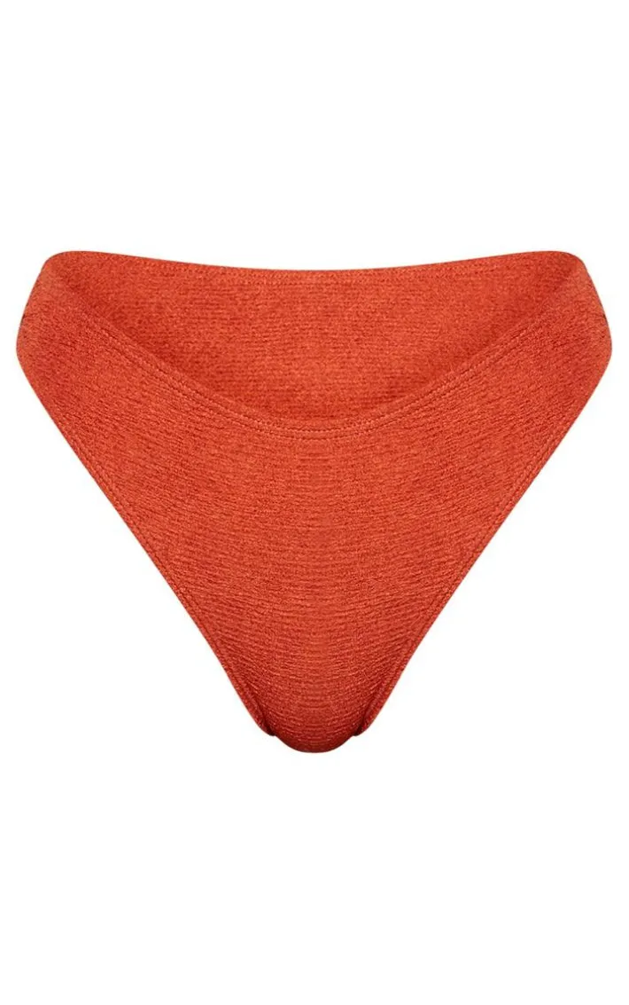 Brown Mini Crinkle Cheeky Bum Bikini Bottom