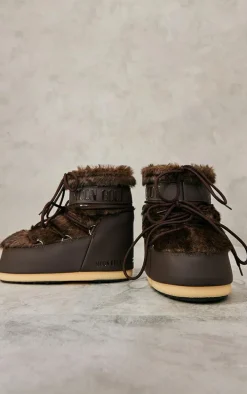 Brown Moon Boot Icon Low Faux Fur