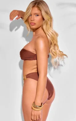 Brown O Ring Bandeau Bikini Top