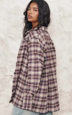 Brown Oversized Flannel Shirt
