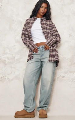 Brown Oversized Flannel Shirt