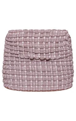 Brown Popcorn Textured Micro Mini Skirt