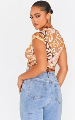 Brown Printed T Shirt