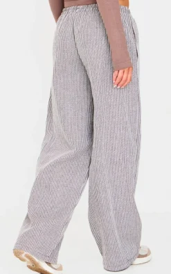 Brown Stripe Soft Woven Boxer Waistband Straight Leg Pants