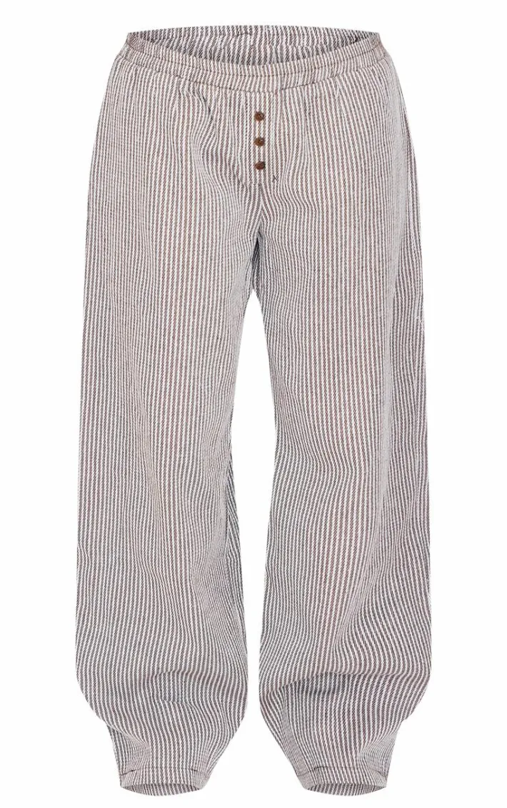 Brown Stripe Soft Woven Boxer Waistband Straight Leg Pants