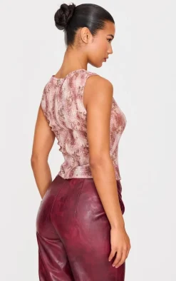 Brown Textured Sequin Boat Neck Printed Long Top