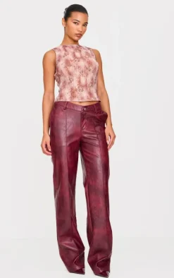 Brown Textured Sequin Boat Neck Printed Long Top