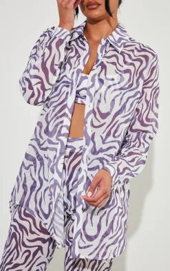 Brown Zebra Swirl Print Beach Flares