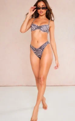 Brown Zebra V Front Bikini Bottoms