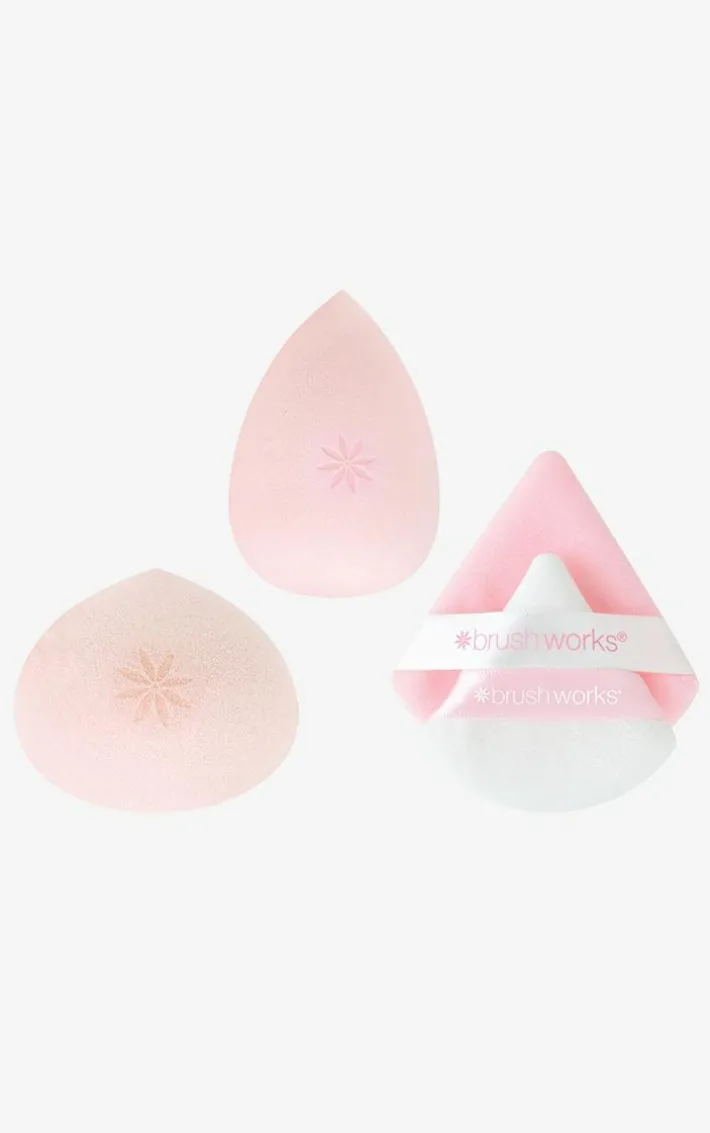 Brushworks Blend & Set Makeup Sponge And Puff Set