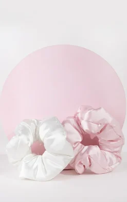 Brushworks Large Cloud Scrunchies - Pink & White