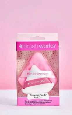 Brushworks Pink Triangular Powder Puff Duo