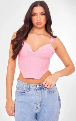 Bubblegum Pink Bandage Dip Hem Bust Cup Corset