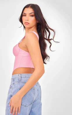 Bubblegum Pink Bandage Dip Hem Bust Cup Corset