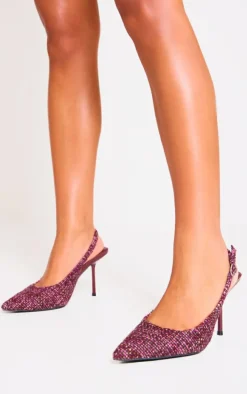 Burgundy Boucle Point Toe High Stiletto Court Heels