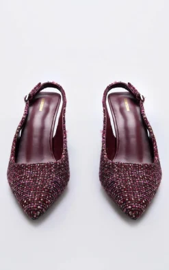 Burgundy Boucle Point Toe High Stiletto Court Heels